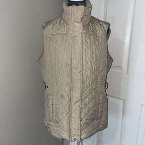 Weatherproof Women Beige Quilted Sleeveless Vest Size Large